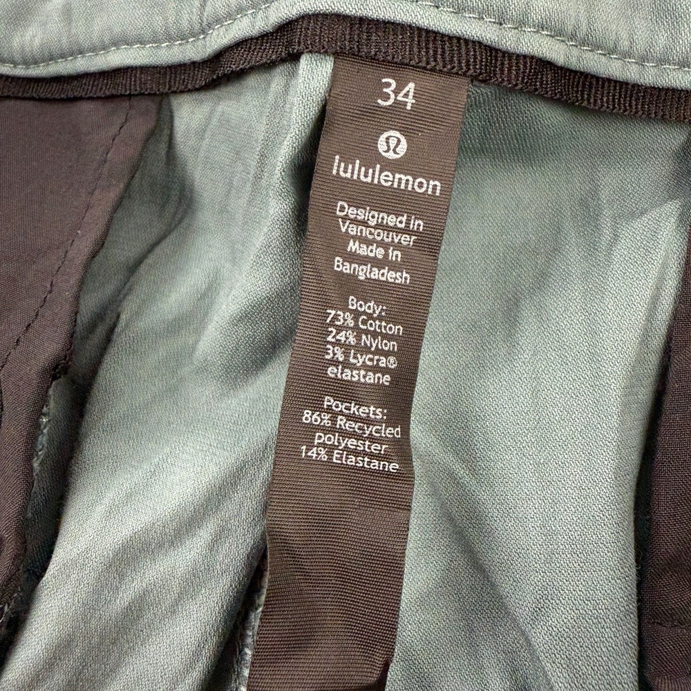 Lululemon Mystic Green Cotton Commission Pants Wind Resistant Reflective 34x30 - Picture 4 of 6